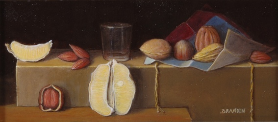 Nature morte aux noisettes, amandes et quartiers de citron