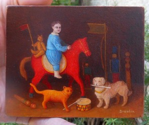 Peinture miniature avec jouets anciens