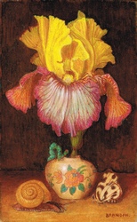 Nature morte avec iris dans un flacon