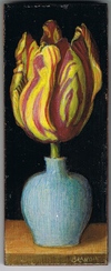 tulipe dans un flacon bleu