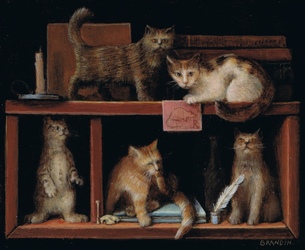 Peinture miniature aux chats