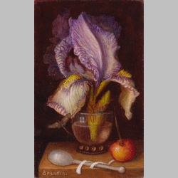 Nature morte avec iris et cerise